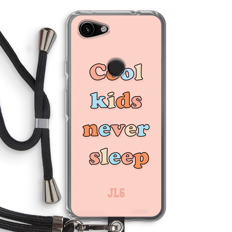 Cool Kids Never Sleep: Pixel 3a Transparant Hoesje met koord