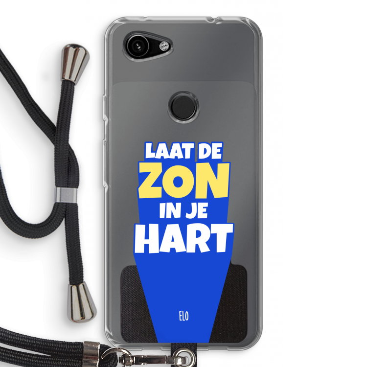 Laat de zon in je hart: Pixel 3a Transparant Hoesje met koord