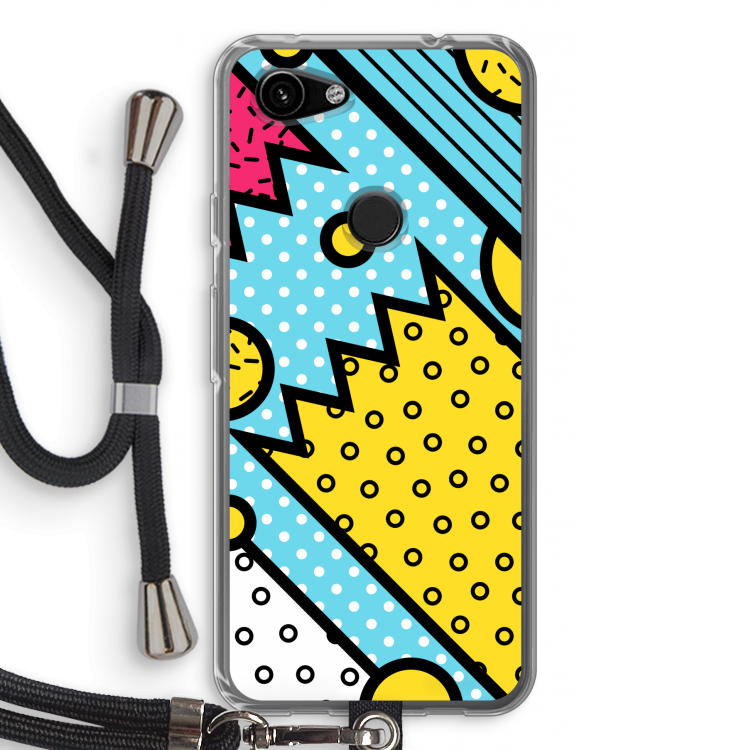 Pop Art #1: Pixel 3a Transparant Hoesje met koord