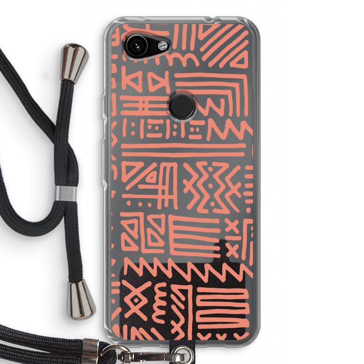 Marrakech Pink: Pixel 3a Transparant Hoesje met koord