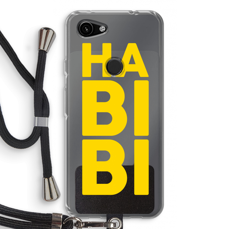 Habibi Blue: Pixel 3a Transparant Hoesje met koord