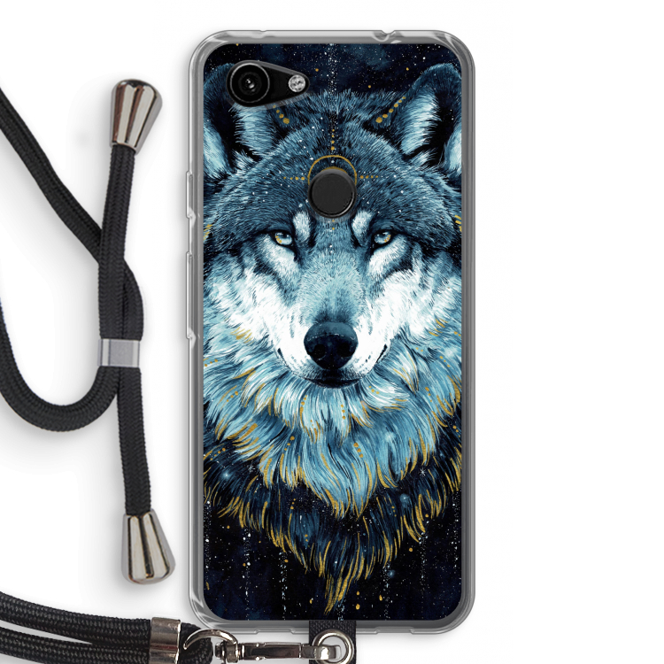 Darkness Wolf: Pixel 3a Transparant Hoesje met koord