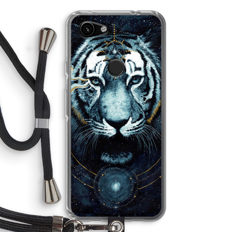 Darkness Tiger: Pixel 3a Transparant Hoesje met koord