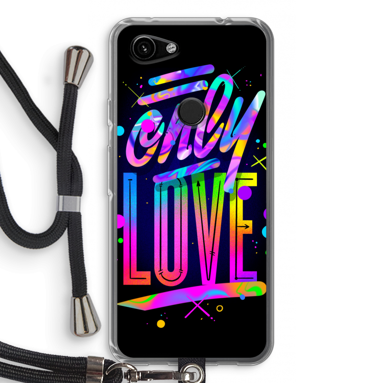 Only Love: Pixel 3a Transparant Hoesje met koord