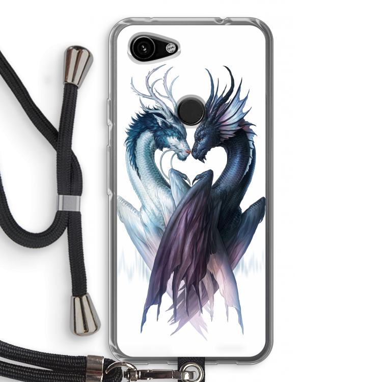 Yin Yang Dragons: Pixel 3a Transparant Hoesje met koord