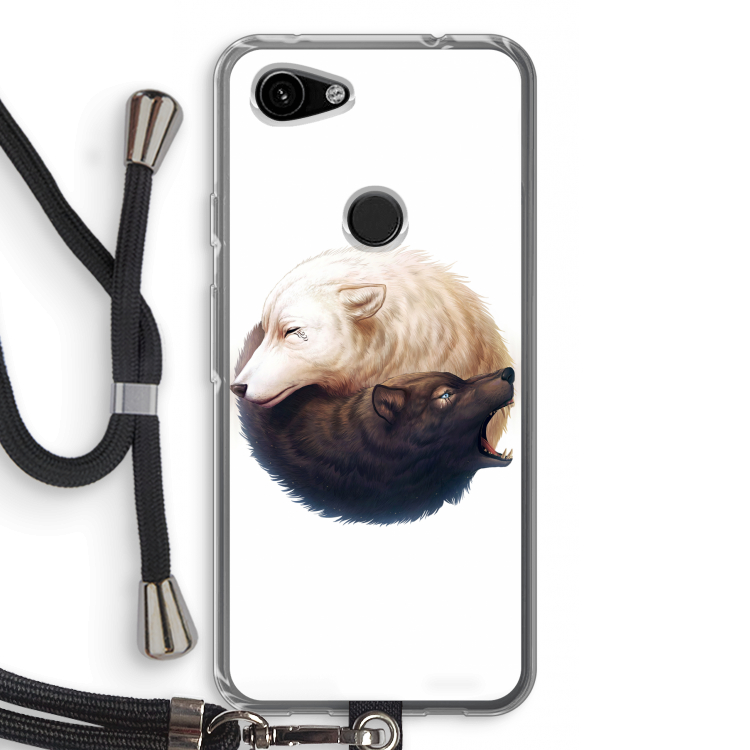 Yin Yang Wolves: Pixel 3a Transparant Hoesje met koord