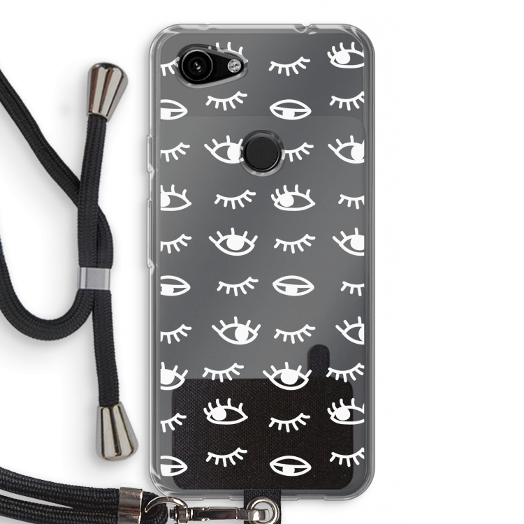 Eye pattern #3: Pixel 3a Transparant Hoesje met koord