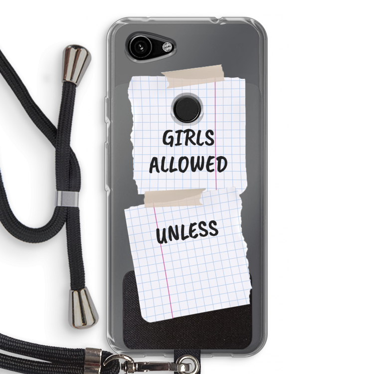 No Girls Allowed Unless: Pixel 3a Transparant Hoesje met koord