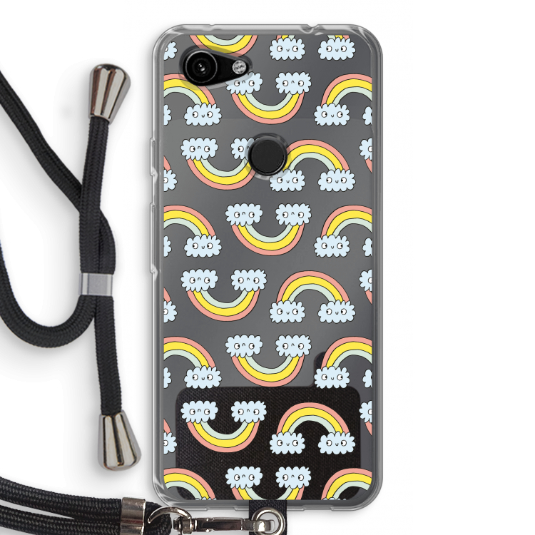 Regenboog: Pixel 3a Transparant Hoesje met koord
