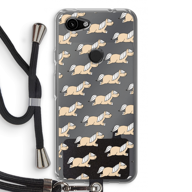 Ponys: Pixel 3a Transparant Hoesje met koord