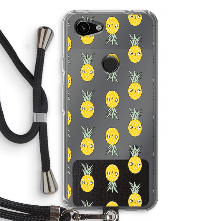 Ananas: Pixel 3a Transparant Hoesje met koord