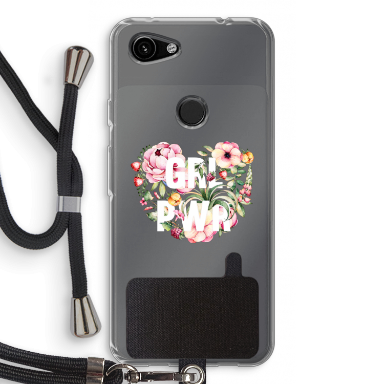 GRL PWR Flower: Pixel 3a Transparant Hoesje met koord