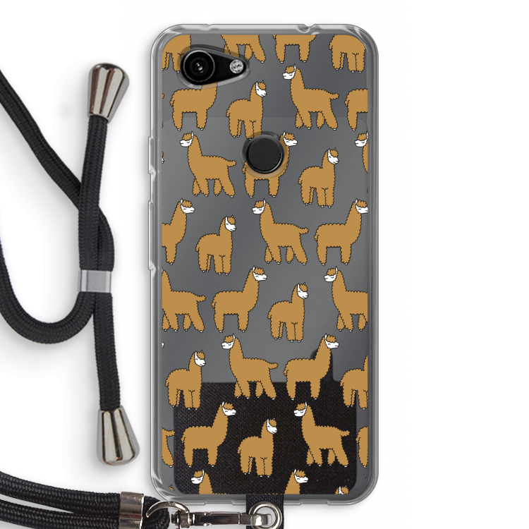 Alpacas: Pixel 3a Transparant Hoesje met koord