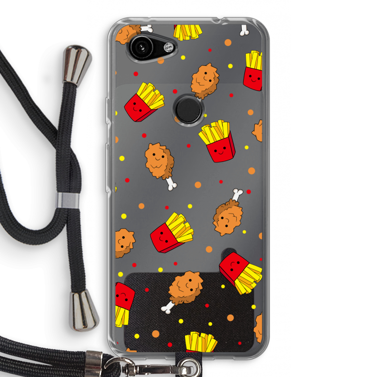 Chicken 'n Fries: Pixel 3a Transparant Hoesje met koord