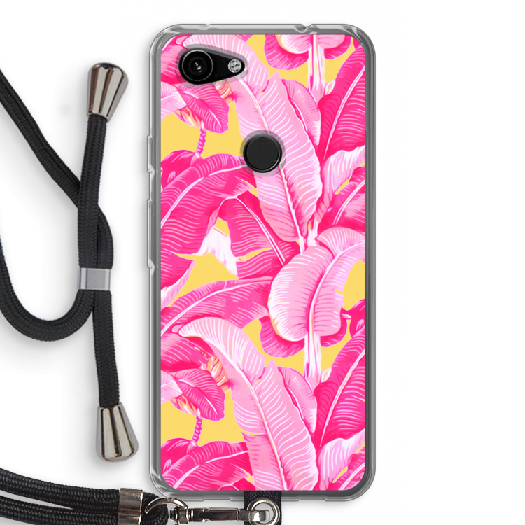 Pink Banana: Pixel 3a Transparant Hoesje met koord