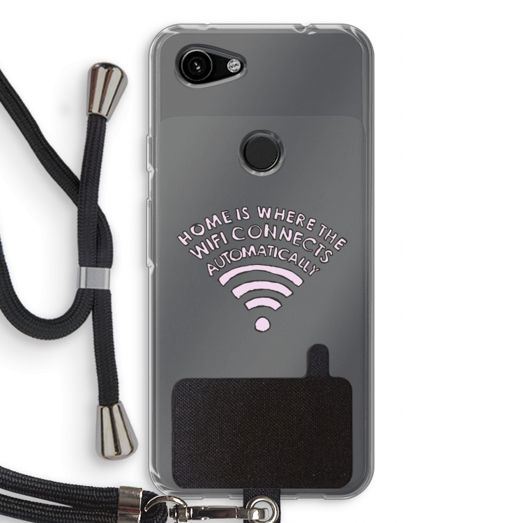 Home Is Where The Wifi Is: Pixel 3a Transparant Hoesje met koord