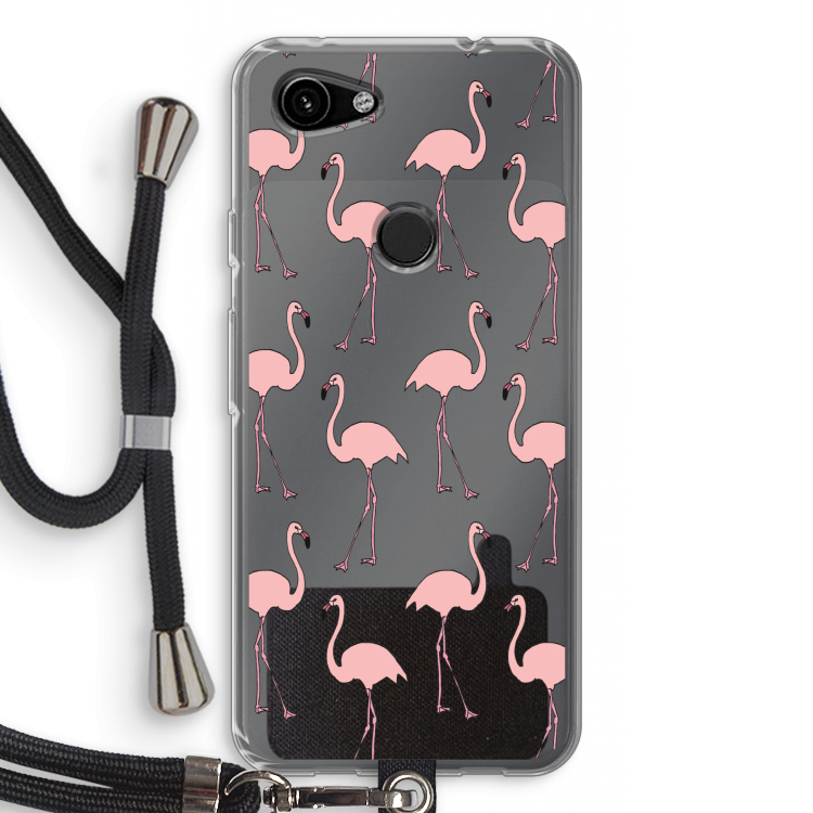Anything Flamingoes: Pixel 3a Transparant Hoesje met koord
