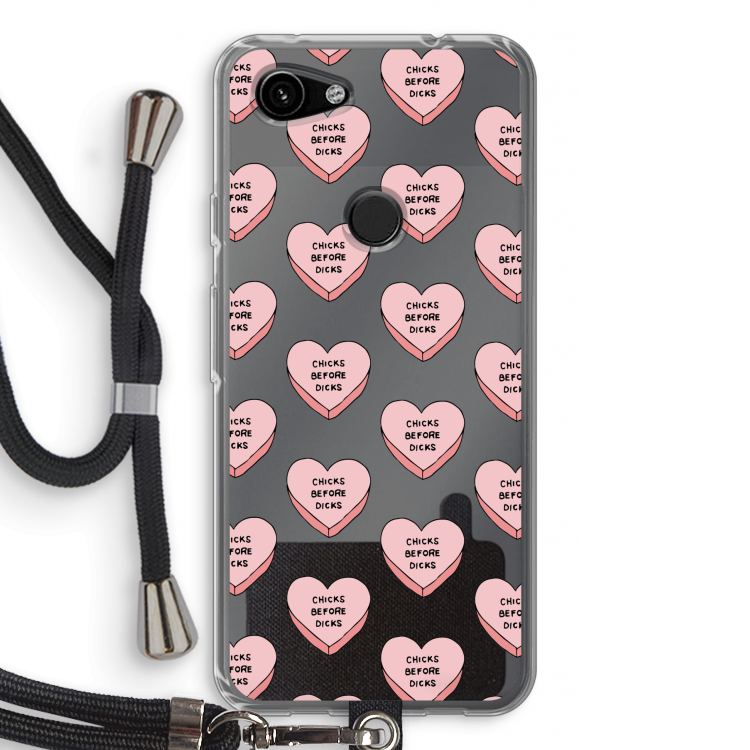 Chicks before dicks: Pixel 3a Transparant Hoesje met koord