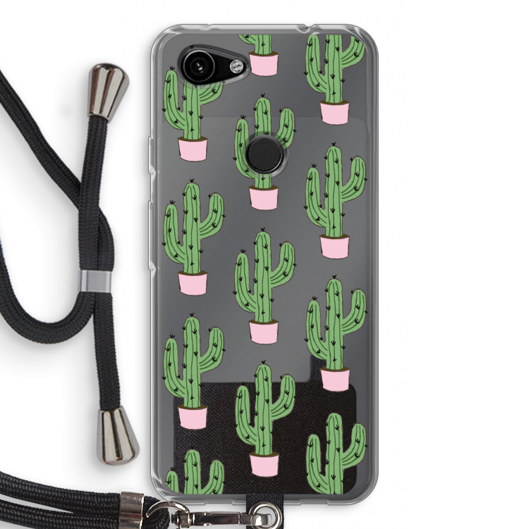 Cactus Lover: Pixel 3a Transparant Hoesje met koord