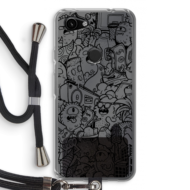 Vexx Black City : Pixel 3a Transparant Hoesje met koord