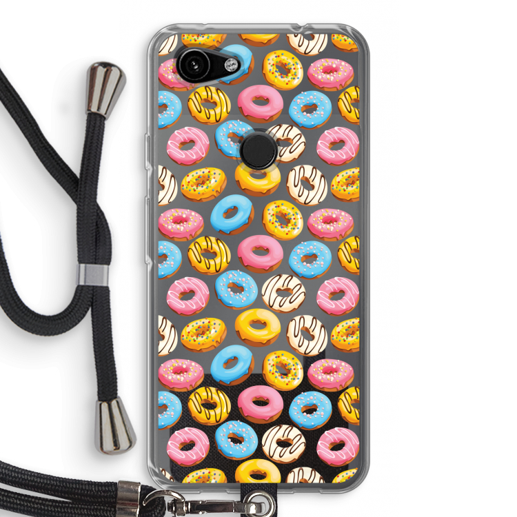 Pink donuts: Pixel 3a Transparant Hoesje met koord