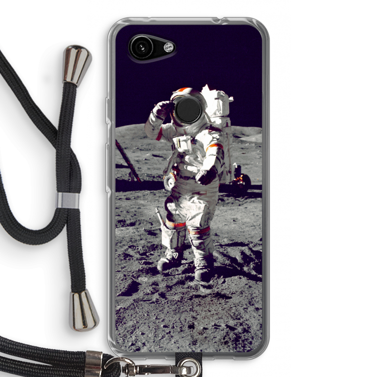 Spaceman: Pixel 3a Transparant Hoesje met koord