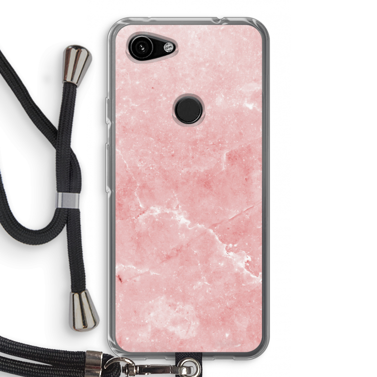 Roze marmer: Pixel 3a Transparant Hoesje met koord