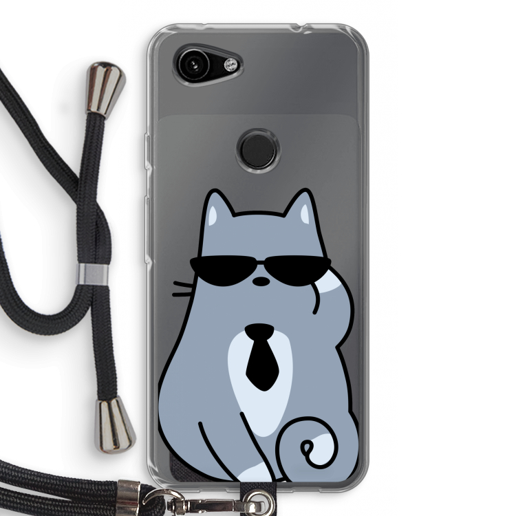 Cool cat: Pixel 3a Transparant Hoesje met koord