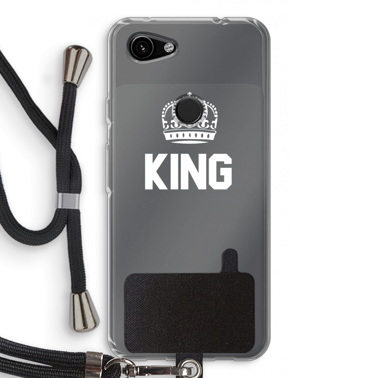 King zwart: Pixel 3a Transparant Hoesje met koord