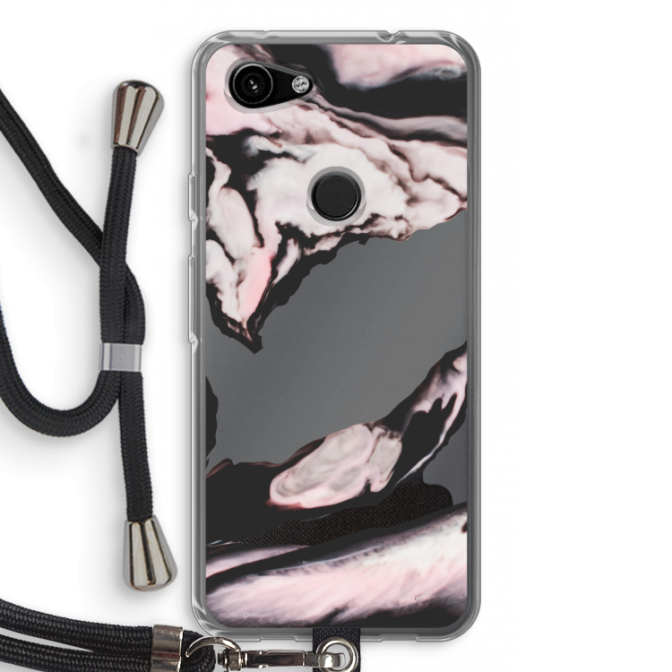 Roze stroom: Pixel 3a Transparant Hoesje met koord