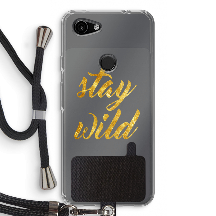 Stay wild: Pixel 3a Transparant Hoesje met koord