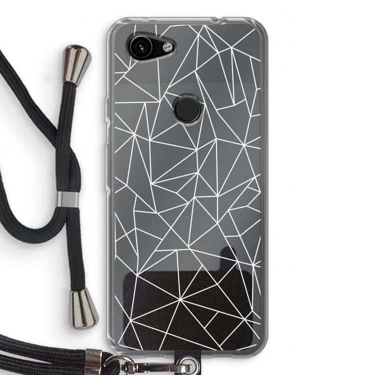 Geometrische lijnen wit: Pixel 3a Transparant Hoesje met koord