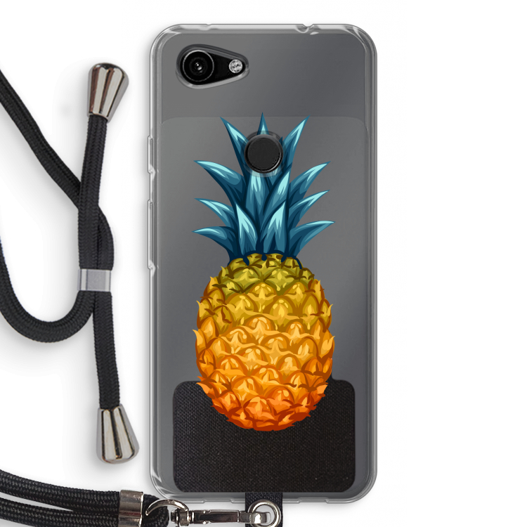 Grote ananas: Pixel 3a Transparant Hoesje met koord