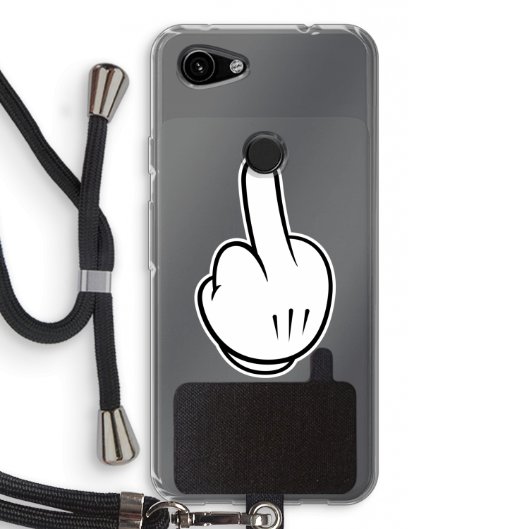 Middle finger black: Pixel 3a Transparant Hoesje met koord
