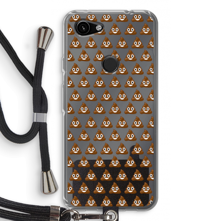 Poop emoji: Pixel 3a Transparant Hoesje met koord