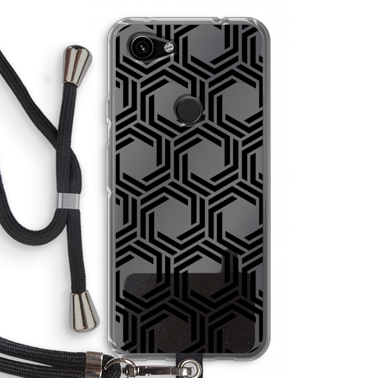 Geometrisch patroon: Pixel 3a Transparant Hoesje met koord