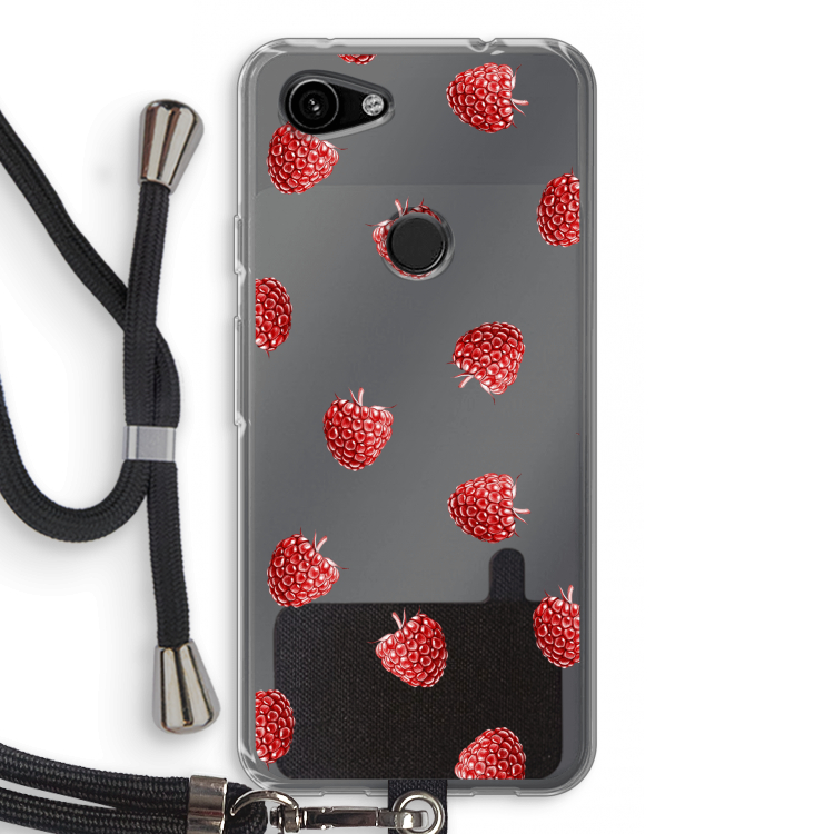 Framboosjes: Pixel 3a Transparant Hoesje met koord