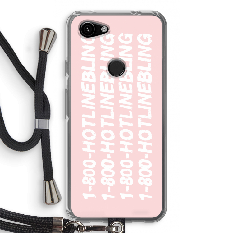 Hotline bling pink: Pixel 3a Transparant Hoesje met koord