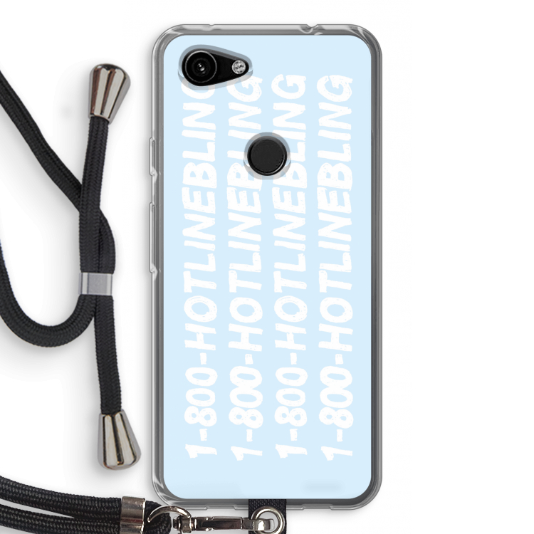 Hotline bling blue: Pixel 3a Transparant Hoesje met koord