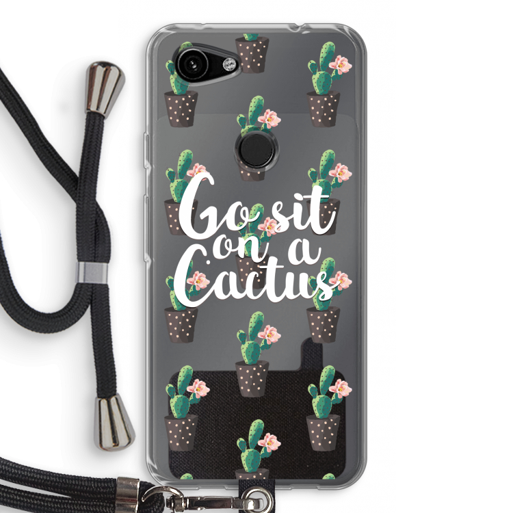 Cactus quote: Pixel 3a Transparant Hoesje met koord