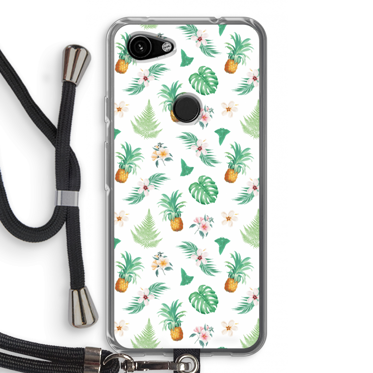 Ananas bladeren: Pixel 3a Transparant Hoesje met koord