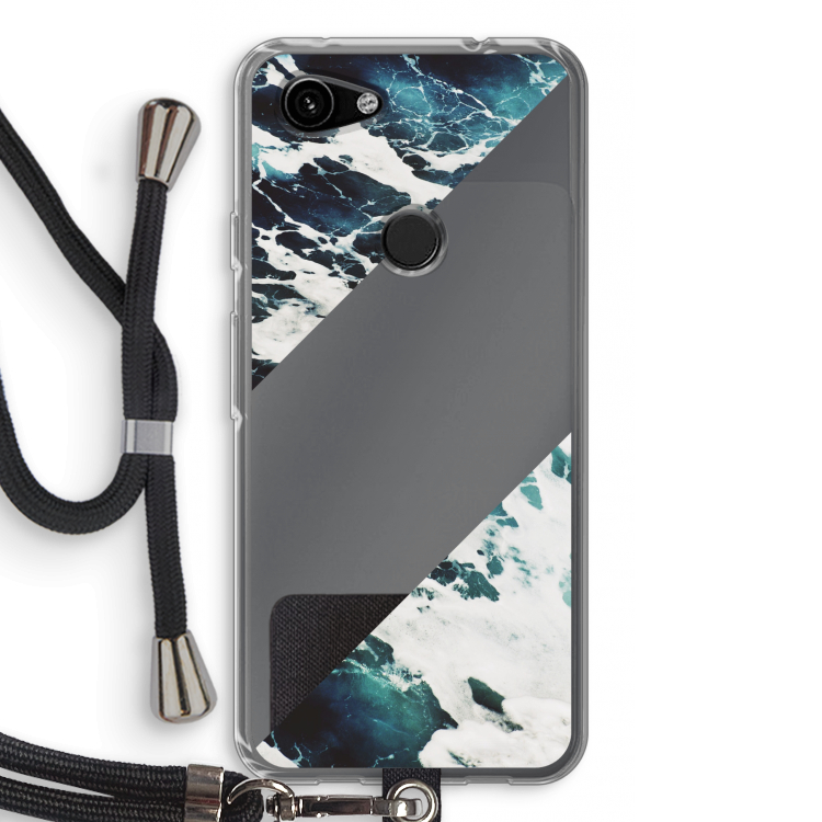 Golven: Pixel 3a Transparant Hoesje met koord