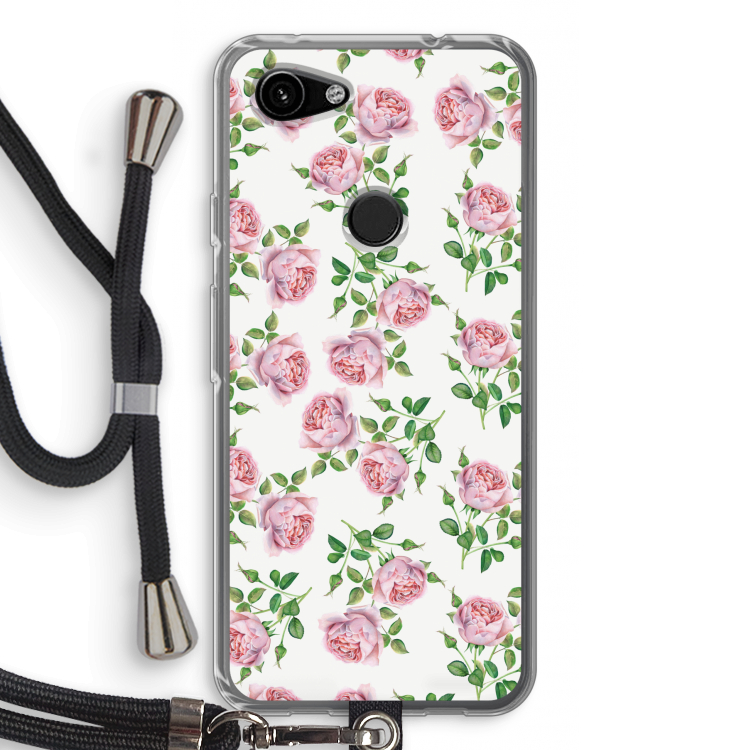 Kleine roosjes: Pixel 3a Transparant Hoesje met koord