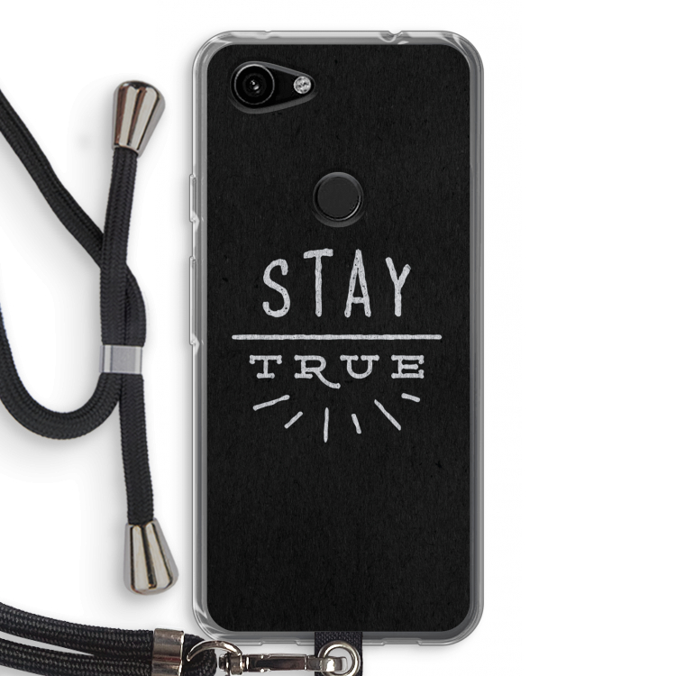 Stay true: Pixel 3a Transparant Hoesje met koord