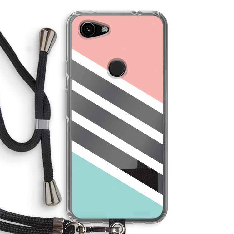 Strepen pastel: Pixel 3a Transparant Hoesje met koord