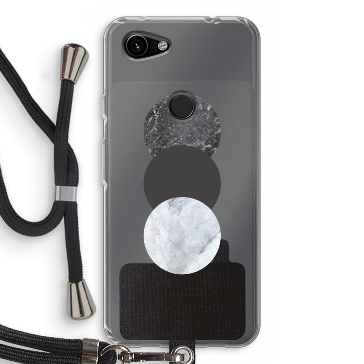 Marmeren cirkels: Pixel 3a Transparant Hoesje met koord