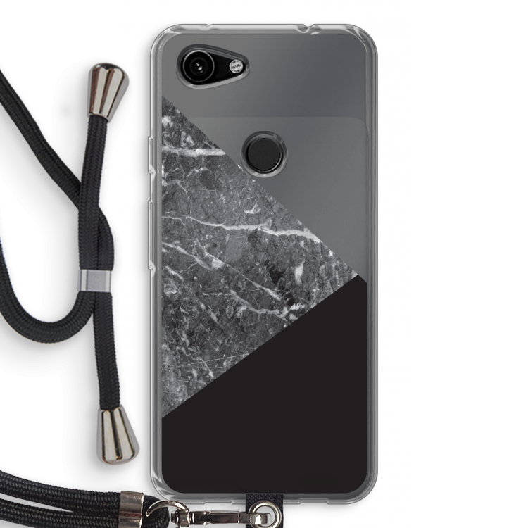 Combinatie marmer: Pixel 3a Transparant Hoesje met koord