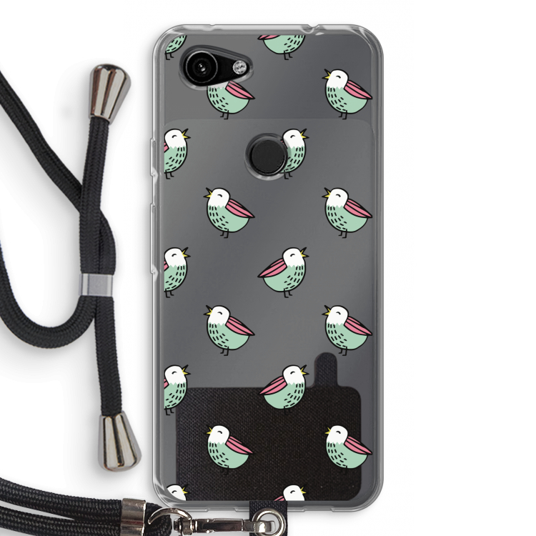 Vogeltjes: Pixel 3a Transparant Hoesje met koord