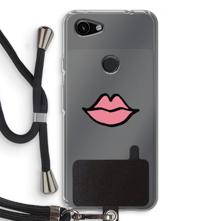 Kusje: Pixel 3a Transparant Hoesje met koord