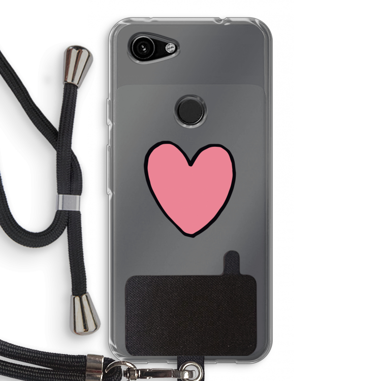 Hartje: Pixel 3a Transparant Hoesje met koord